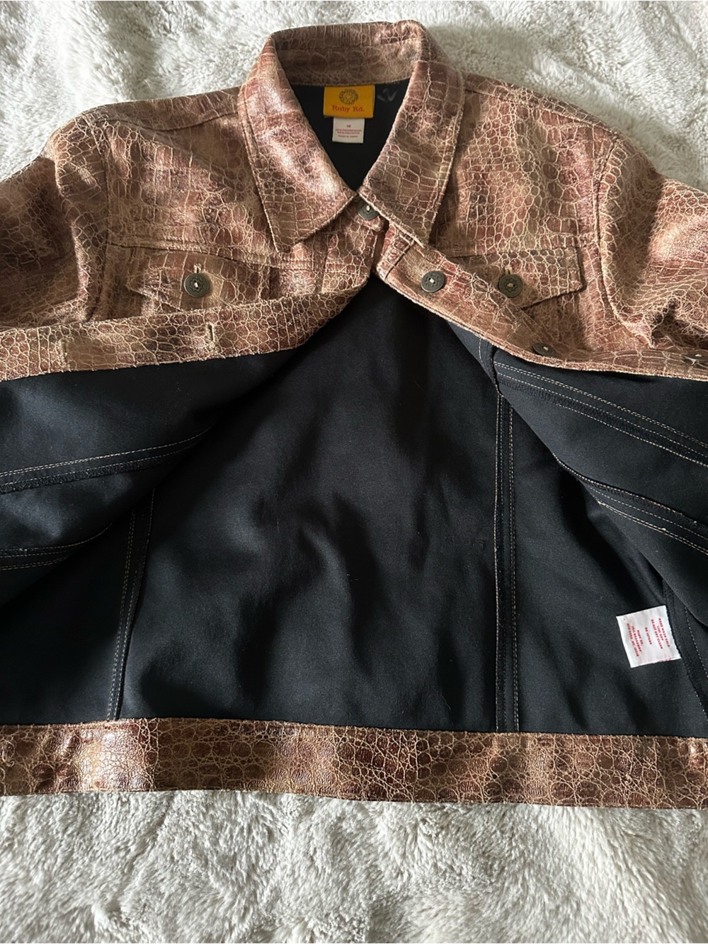 Ruby Rd. Brown Faux-Leather Button-Front Jacket - Picture 8 of 9